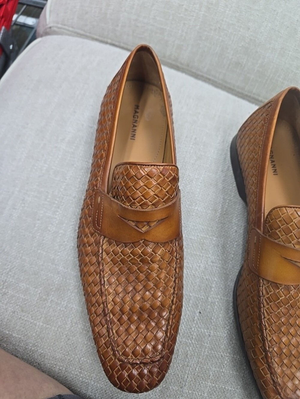 Magnanni Men’s Tan Woven Leather Loafers